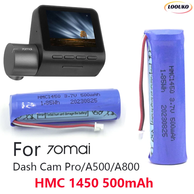 

Original HMC1450 3.7V 500mAh Li-ion Battery For 70mai Smart Dash Cam Pro Midrive D02 Replacement Batterie 3-wire Plug with BMS