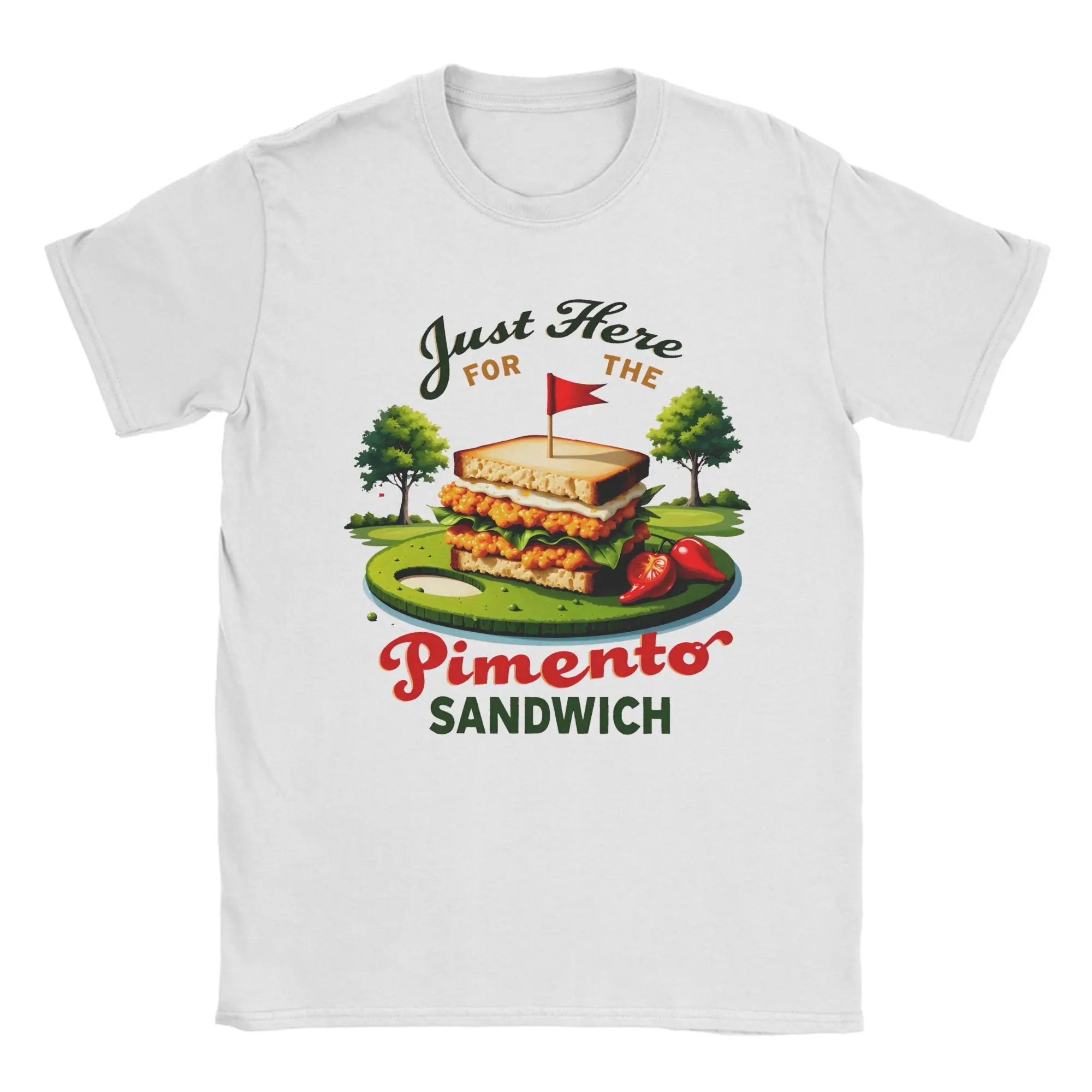 Just Here For The Pimento Cheese Sandwich Golf Humor Season T-Shirt Summer  100 Cotton T Shirts For Men's Casual Tee Shirt Tops