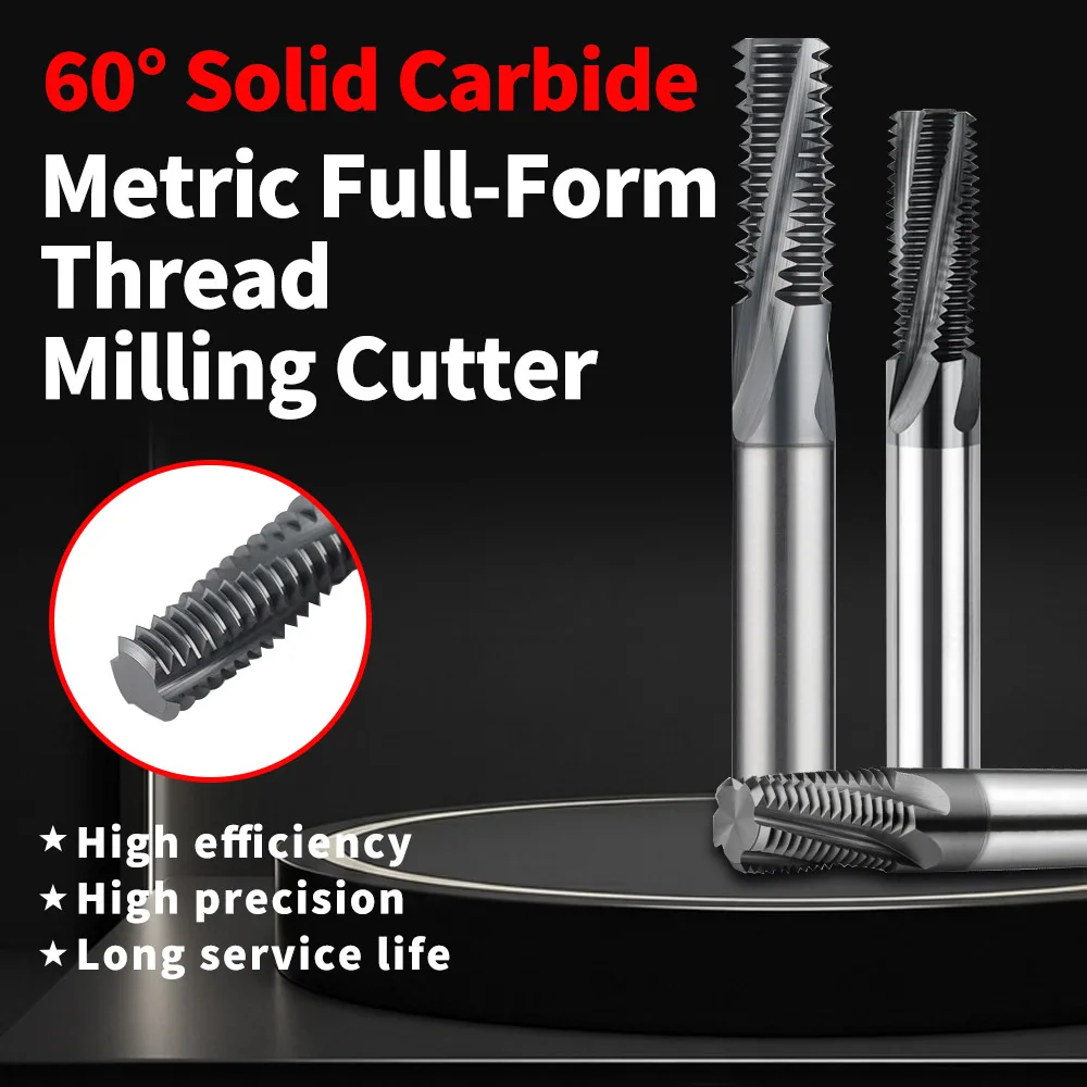 Full Tooth Thread Mill M4 M5 M6 M8 M10 M12 Solid Carbide 60 Degree Complete Tooth CNC Thread Milling Cutter for Steel