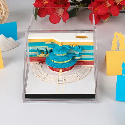 Omoshiroi Block 3D Notepad Temple 2026 Calendar 149Sheets Memo Pad Block Notes 3D Sticky Notes Scrapbooking Child Holiday Gift