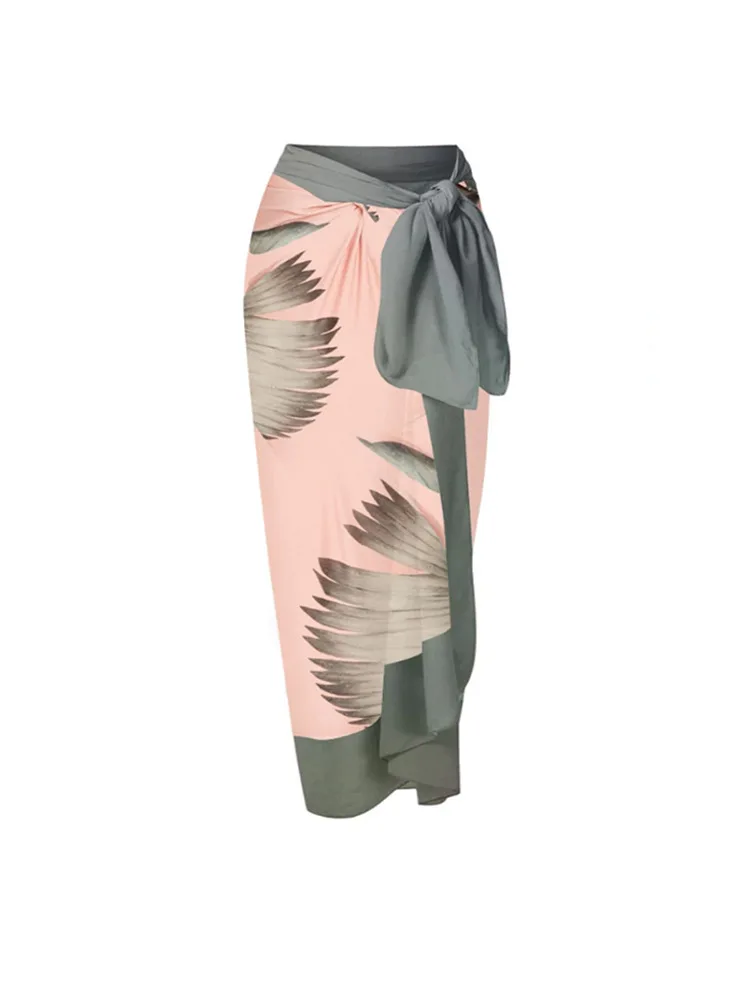 NOVEDAD DE VERANO 2021, traje de baño de un hombro a la moda para mujer, traje de baño de dos piezas para resort, trajes de baño de playa, Bikini dividido con estampado Simple para mujer