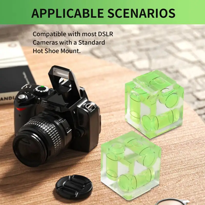 Triple 3 Axis Hot Shoe Bubble Spirit Level Kompatibel untuk Kamera DSLR Canon Nikon Pentax (2 Pak)
