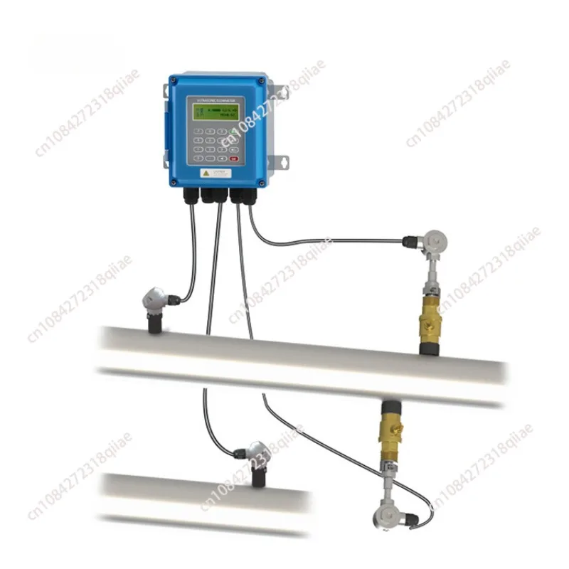 Digital Ultrasonic Water Flowmeter Wall Mounted Clamp On TM-1 Transducer DN50mm-700 TUF-2000B RS485 interface IP67 protection