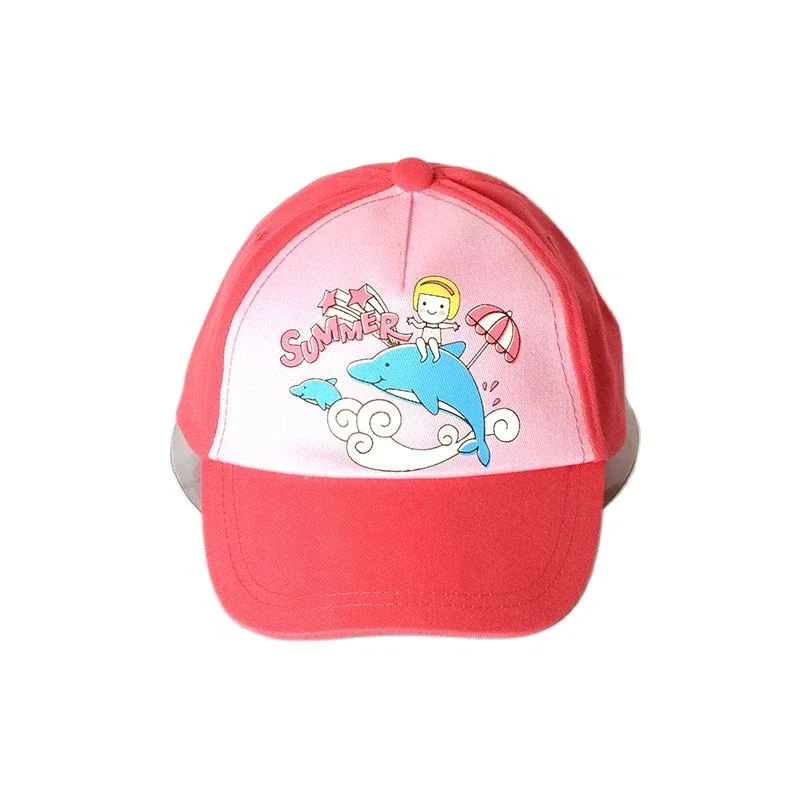 

Cartoon Dolphin Baby Girl Hat Cotton Kids Baseball Cap Pink Adjustable for 6 Months To 2 Years Old