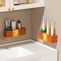 Anime Creative Super Mario Bros Toothbrush Holder Bathroom Toothpaste Toothbrush Wall Hanging Shelf Home Decoration Gift Toys