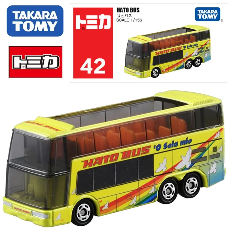 Takara Tomy-Tomica Bus Die-Cast Alloy Car Model, Mini Bus enfeites para crianças, presentes de Natal para meninos, escala 1: 156, NO.42