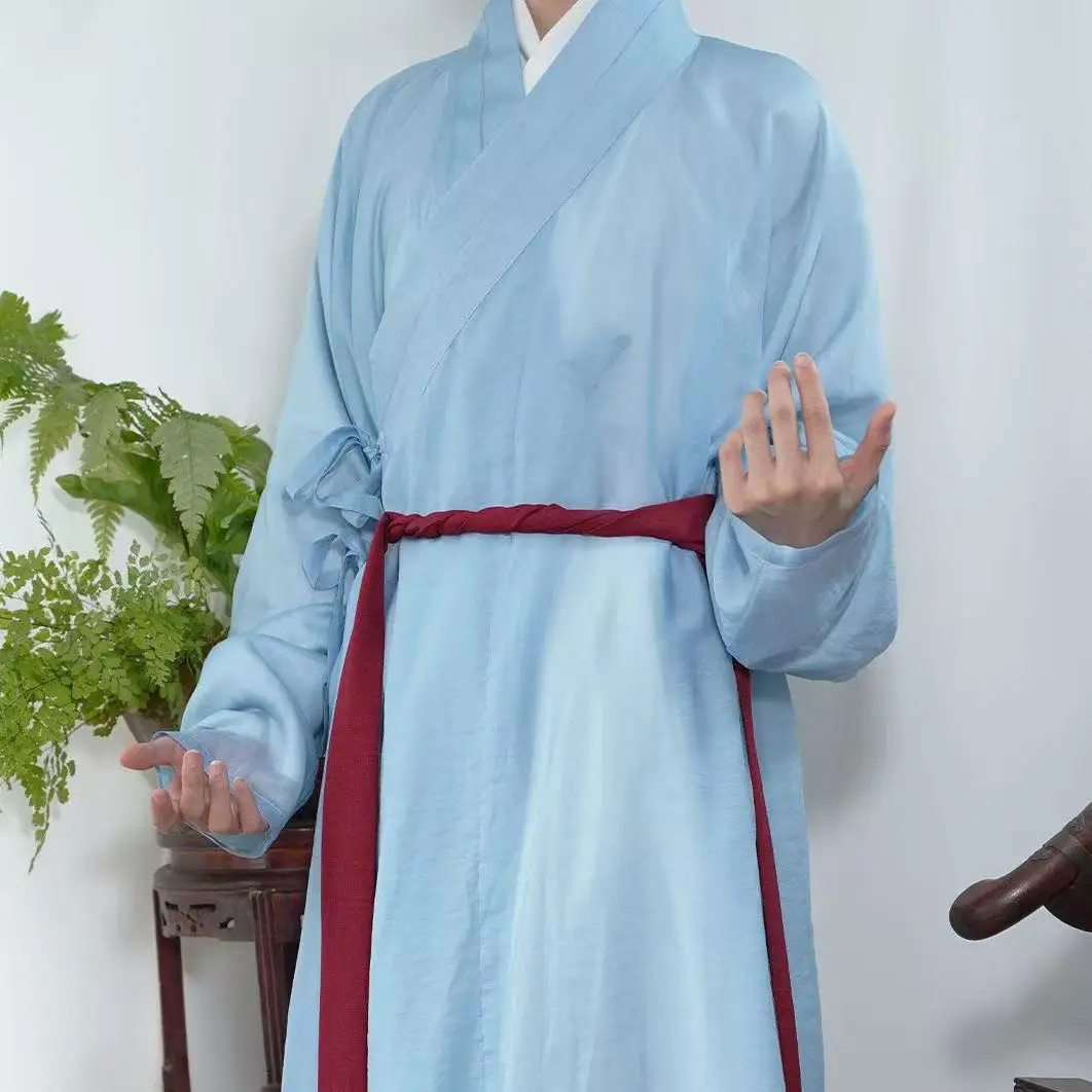 سلالة MIng التقليدية بلون هانفو للربيع والصيف وياقة متقاطعة قابلة للتنفس وأكمام ضيقة زي تنكري للطلاب