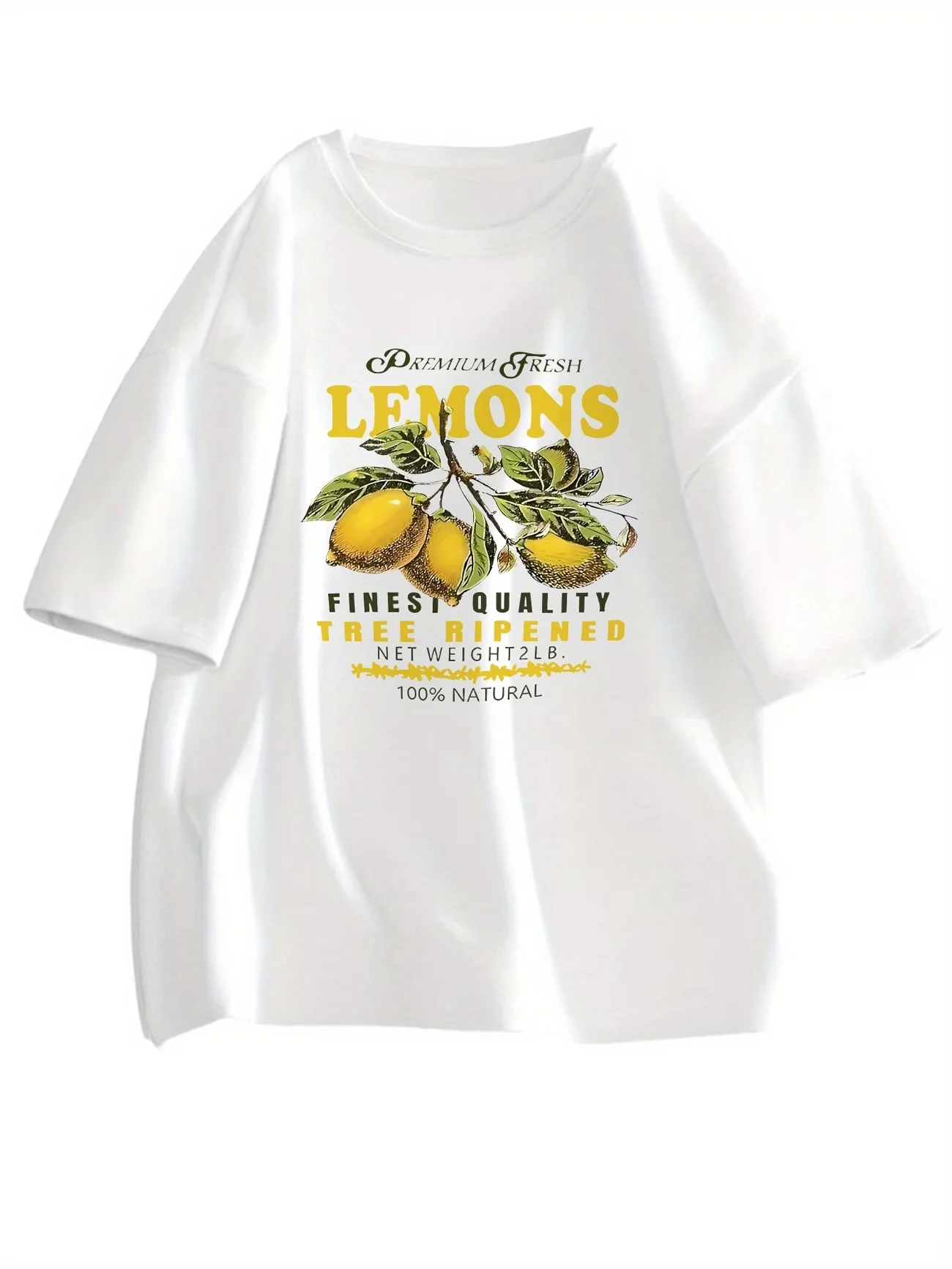 Fresh Lemon Fruit T-Shirt Retro Botanical Graphic Tee Summer Casual Loose Fit Short Sleeve Top for Men Women Aesthetic Clothes