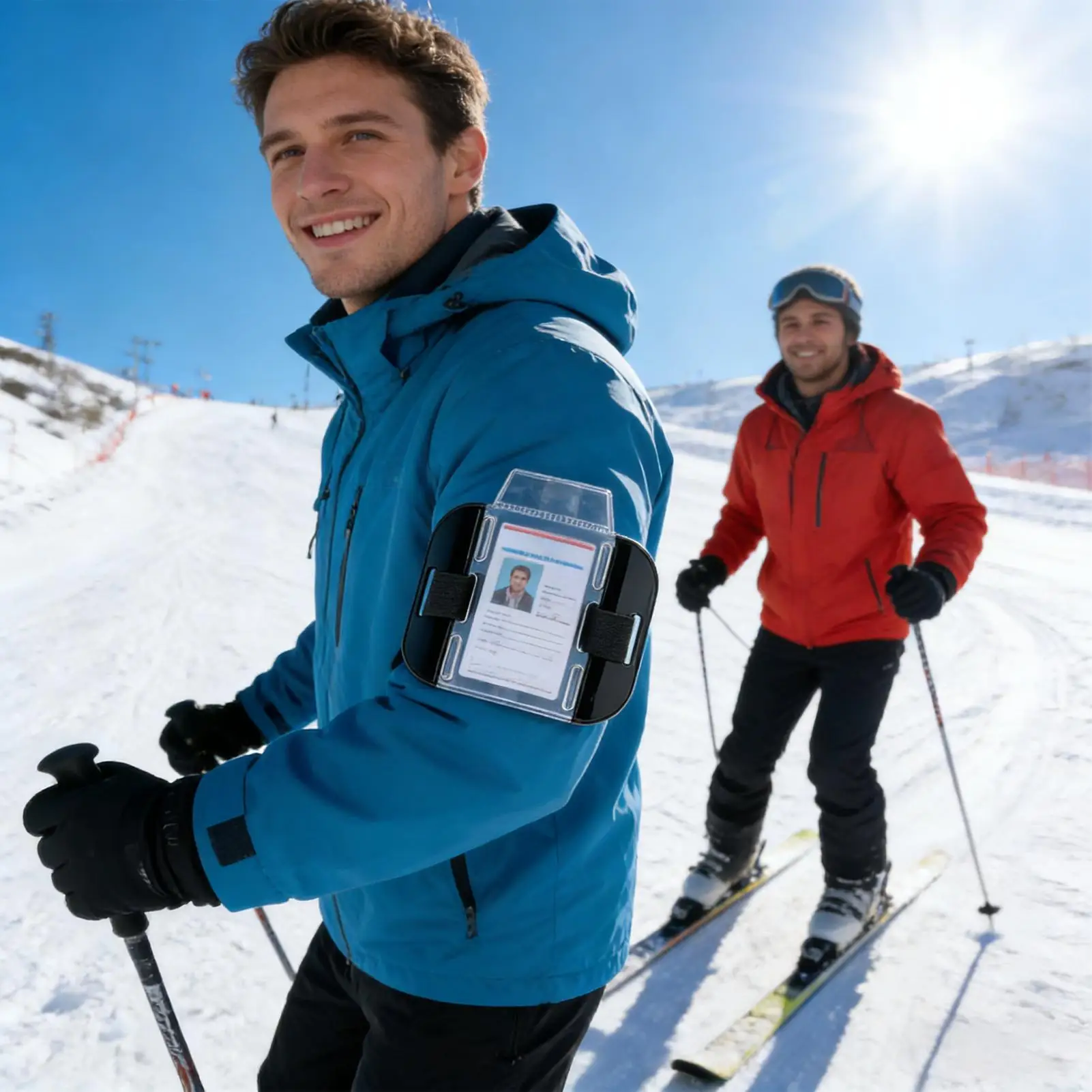 Arm Badge Holder Clear Waterproof Sleeve Card Holder Armband with Adjustable Elastic Strap and Buckle for Skiing Mountaineering