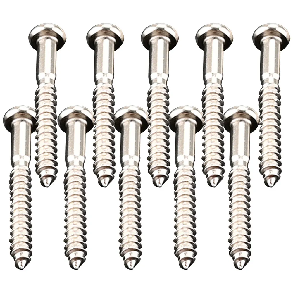 10Pcs Metal Guitar Bridge Screws Heavy-Duty Round-Head Base Plate Screws for Electric Bass Guitar Tremolo System Installation