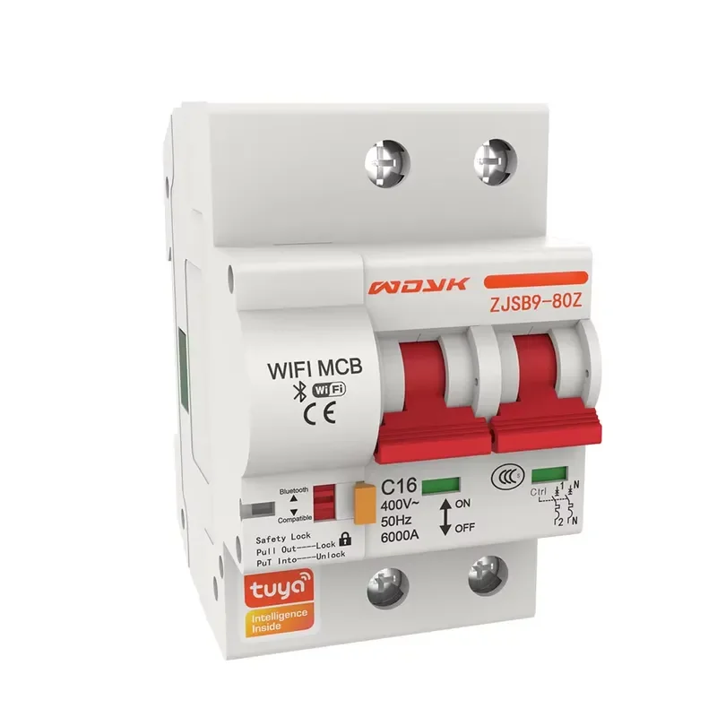EE1 for  Tuya WiFi 2 Pole MCB Miniature Circuit Breaker Smart Home App Mobile Control IEC 60898-1