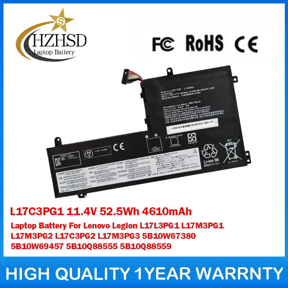 

L17C3PG1 11,4 В 52,5 Втч 4610 мАч Аккумулятор для ноутбука LenovoLegion L17L3PG1 L17M3PG1 L17M3PG2 L17C3PG2 L17M3PG3 5B10W67380 5B10W69457