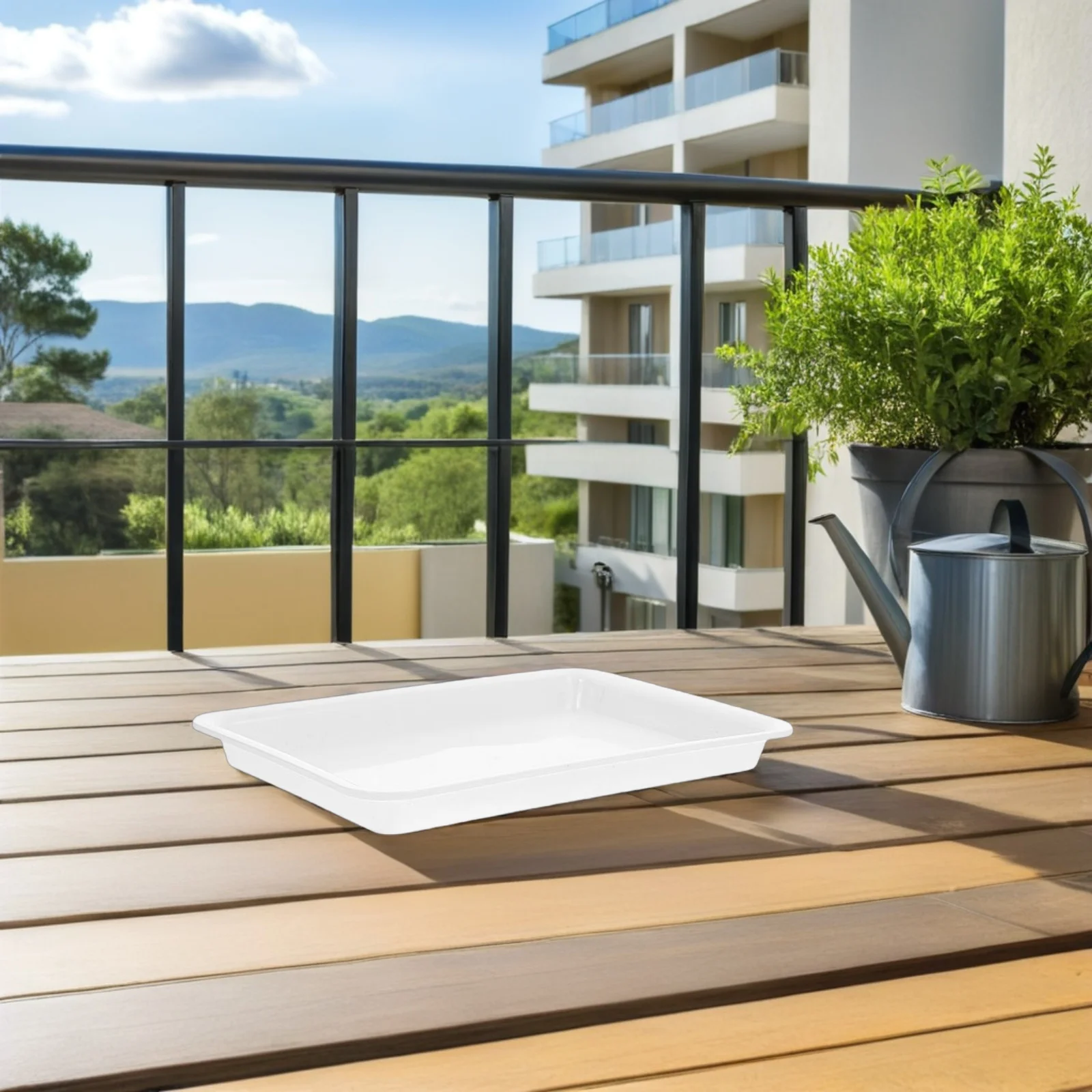 

4Pcs Thickened Plastic Plant Trays Flower Pot Saucers Heavy Duty Square Succulent Pot Water Catcher Balcony Drip Tray