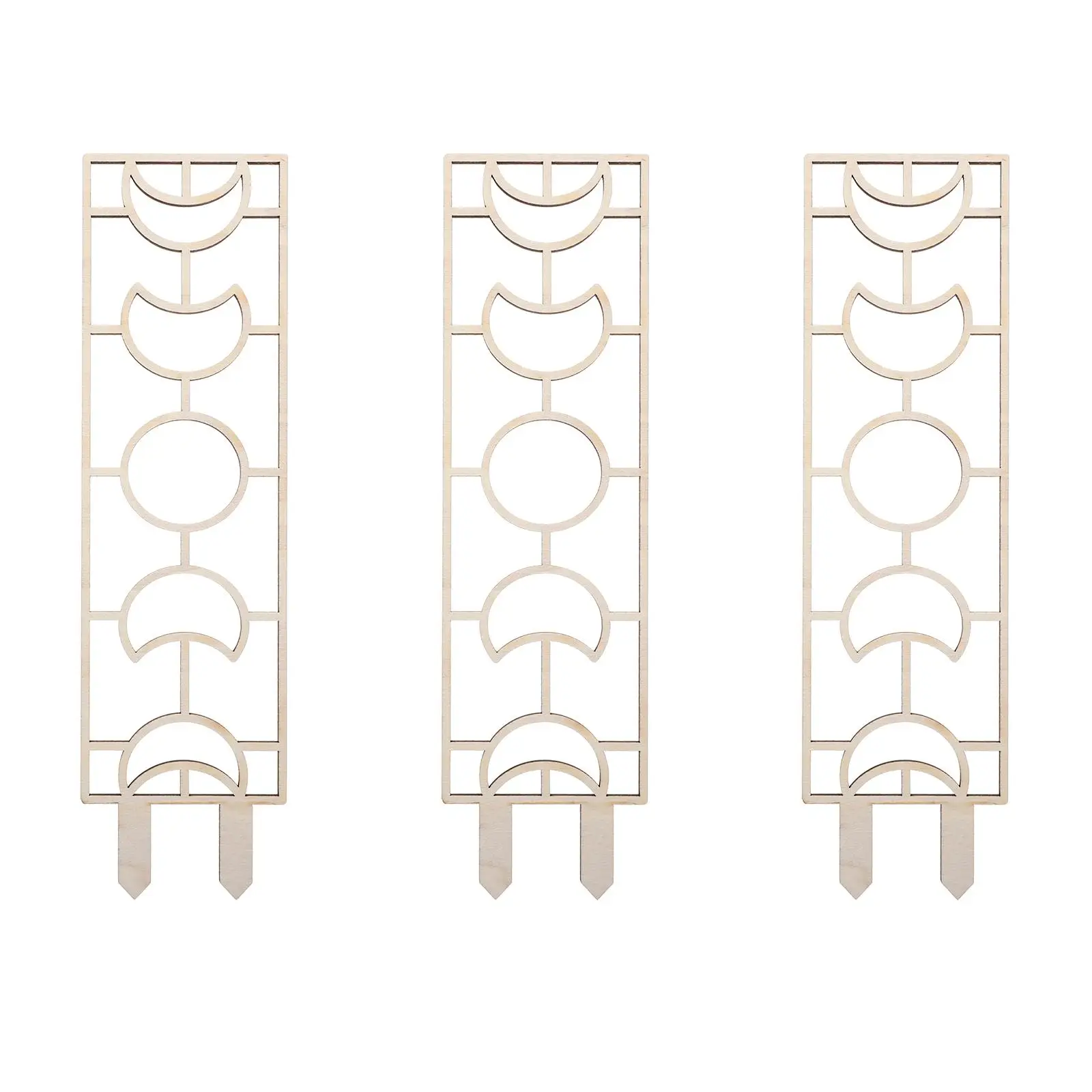 3 Pcs Wooden Geometric Plant Trellis 41cm Potted Flower Stem Support Rods Indoor Garden Decor Vines Racks Household