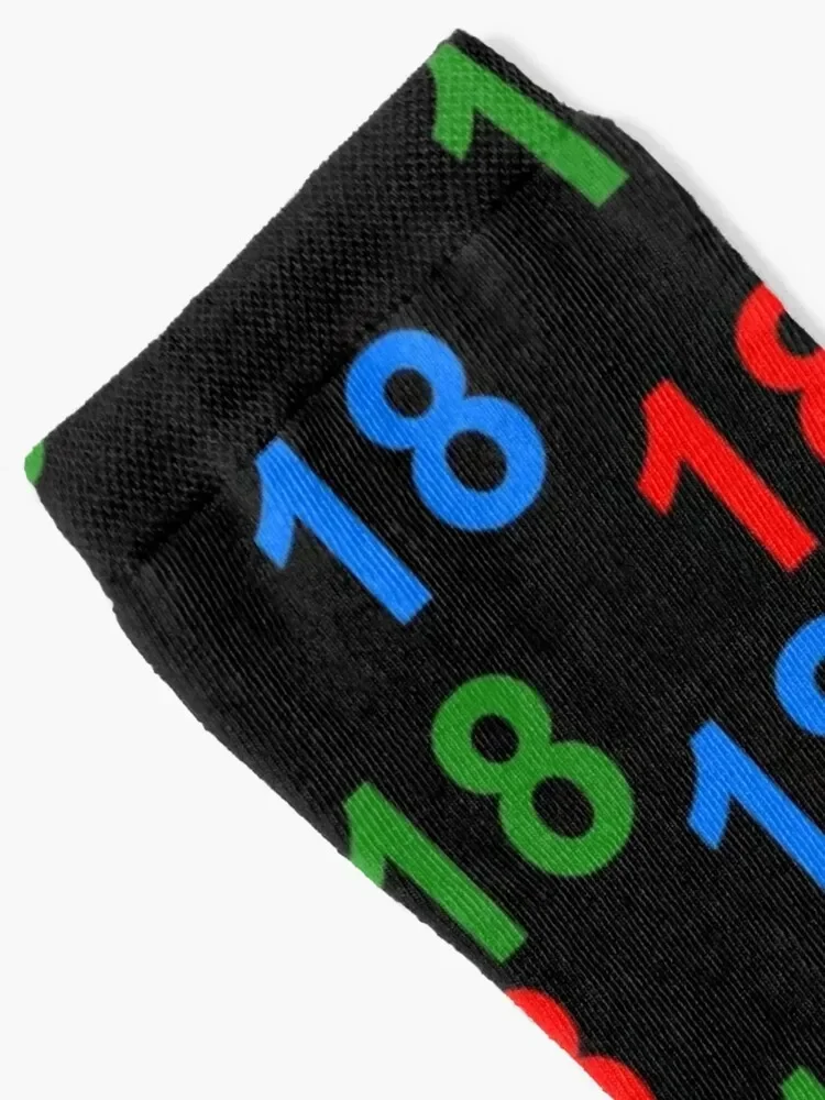 colorful number design 18, gift 18, birthday 18 Socks fashionable set Crossfit Stockings compression Girl'S Socks Men's
