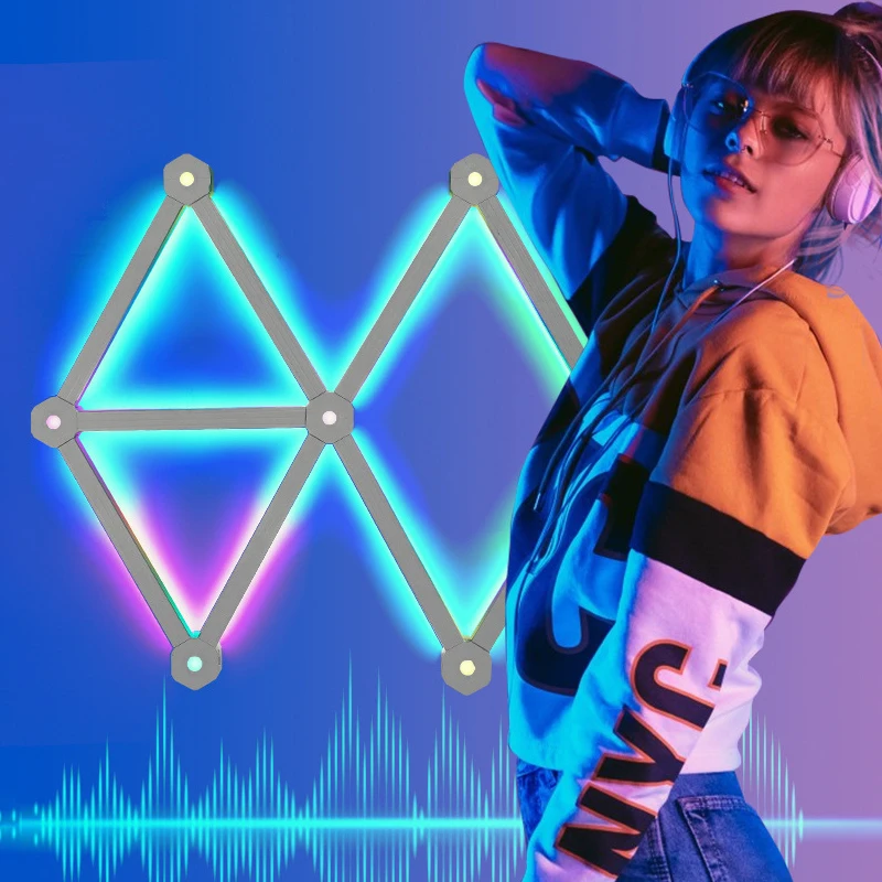 DIY Intelligent Splicing LED Light Strip – Music Sync, RGB 9 Colors, Remote Control, 2.4G Music Controller, Self-Adhesive & Snap