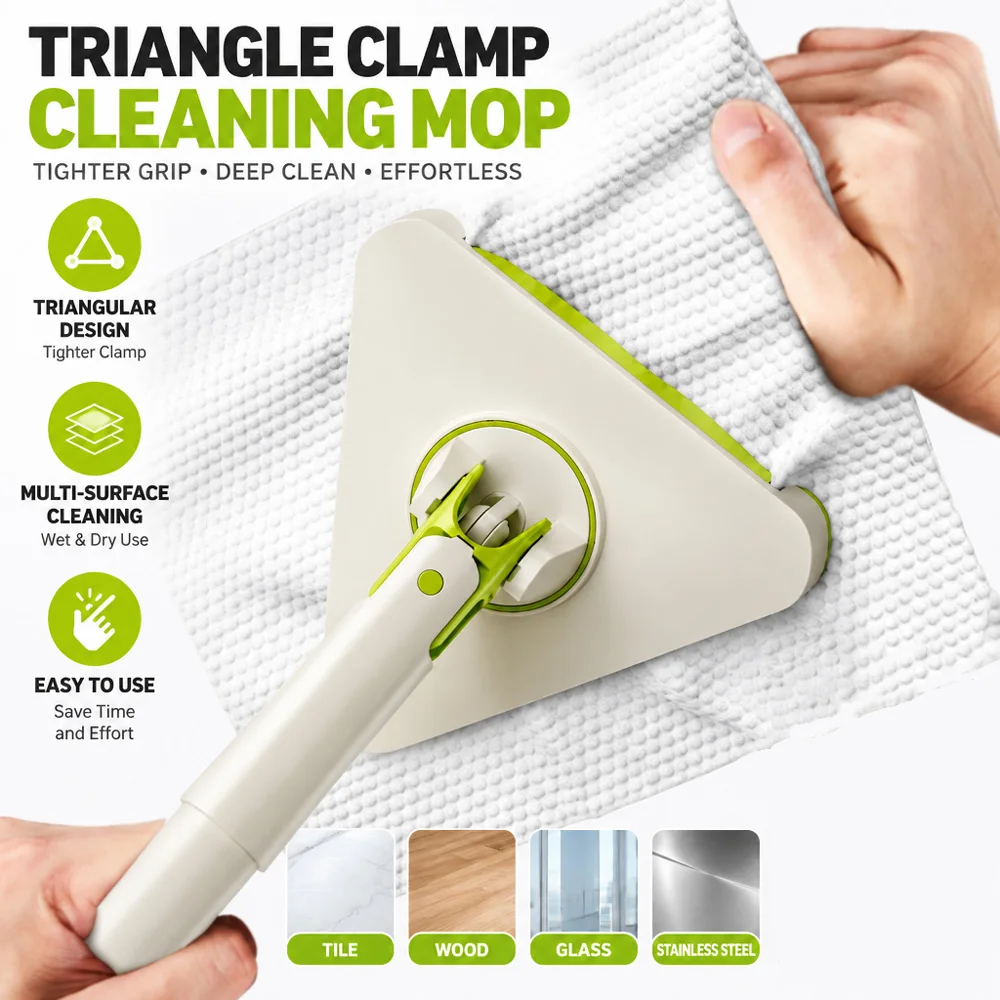 Easy Tap Mop Potty Mop, Triangle Disposable Bathroom Mop, Dust Mops, Snap Grip Mop, Mini Mop Clip Mop for Toilet and Home Clean