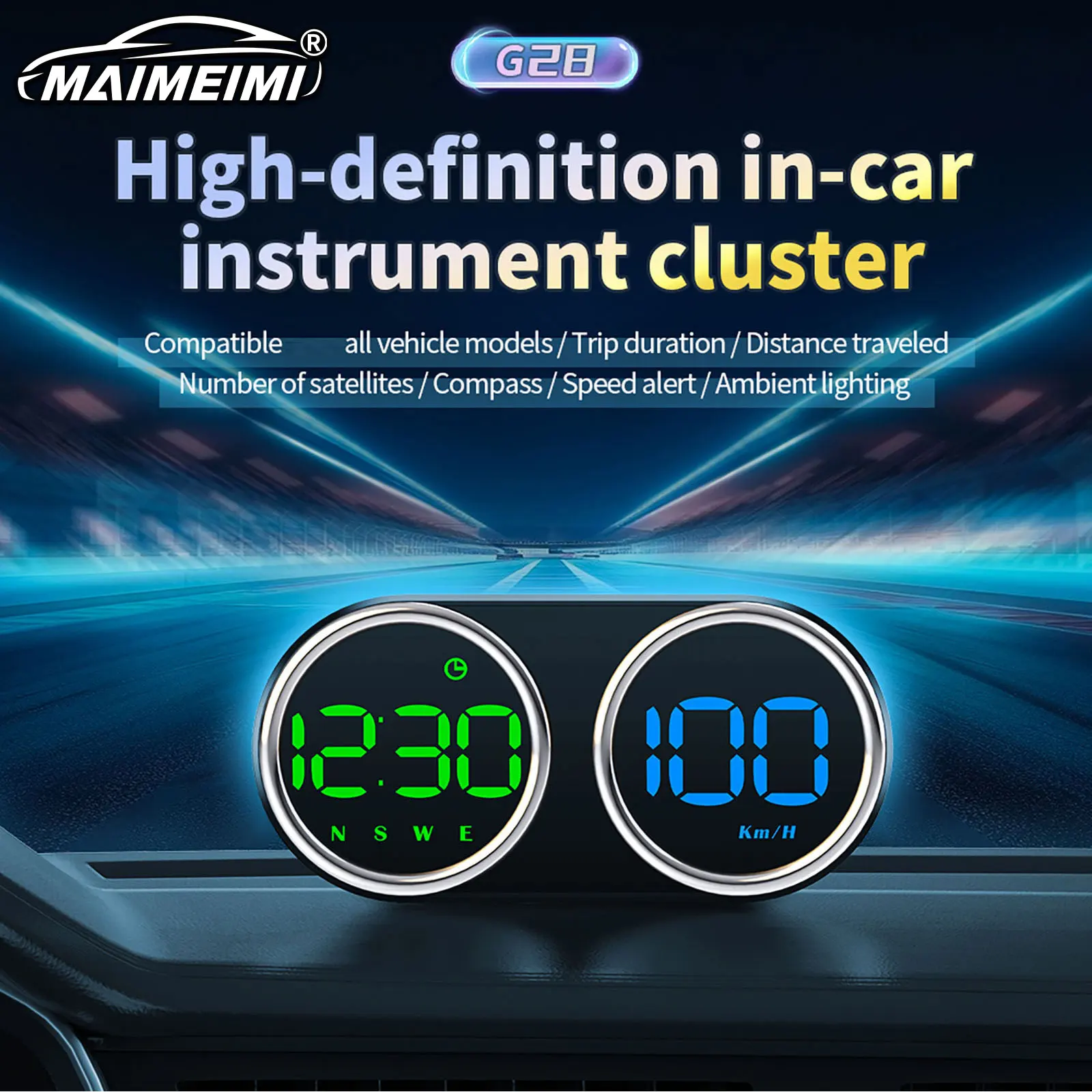 G28 GPS HUD Car Speedometer Time Display And Compass Head Up Display With Overspeed Alarm Automotive Accessories Meter For All