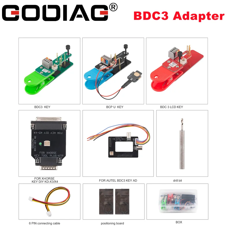 GODIAG BDC3 Adapter Kit Support BDC03 Key/ BCP U Key/ BDC3 LCD Key for Connecting XHORSE, AUTEL, KEYDIY, KYDZ Devices