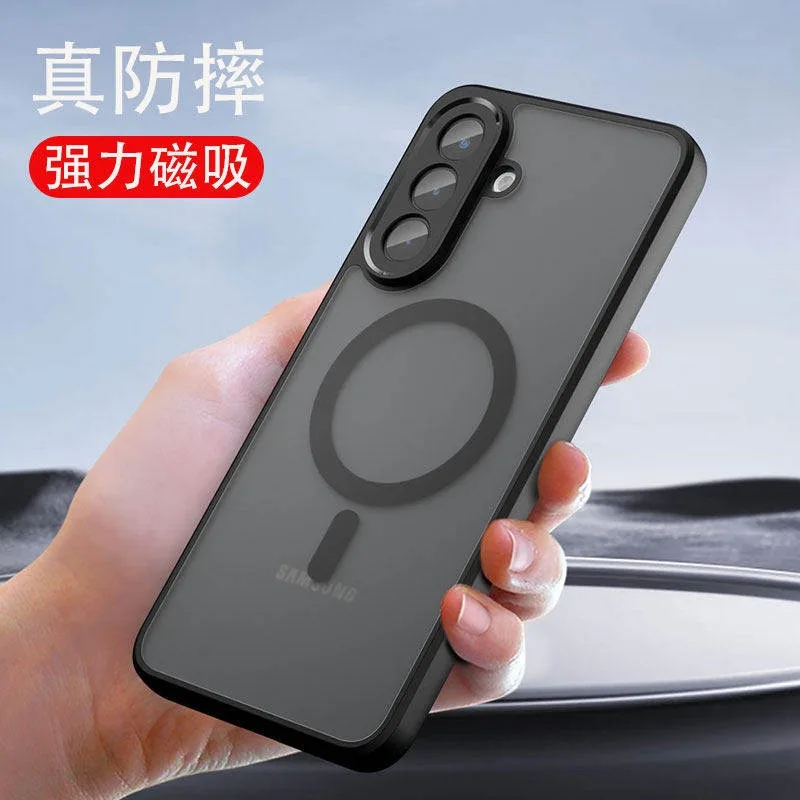 

Slim Magnetic Matte Clear Case For Samsung A37 A56 A57 A17 5G, Anti-Slip Shockproof Bumper, Acrylic Transparent Back Cover