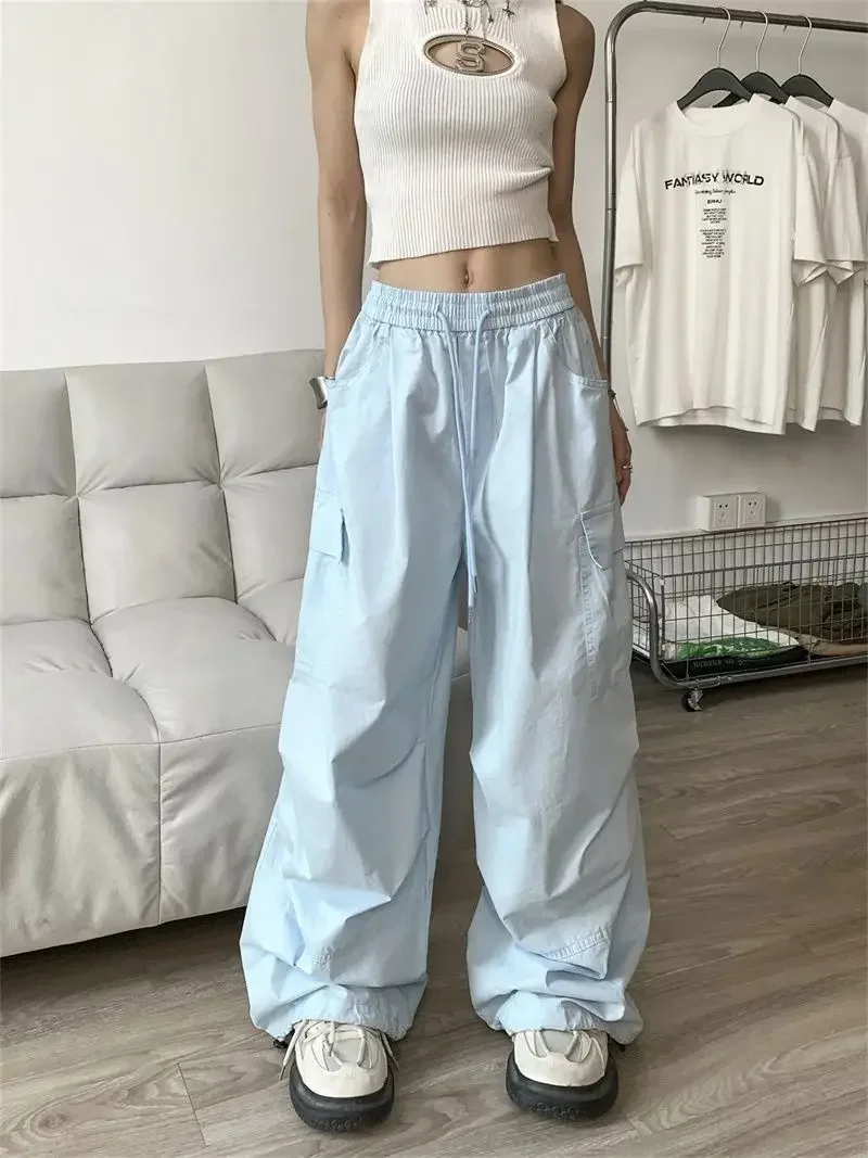 

Spring and Autumn New Women's Long Pants Commuting High Waist Strap Up Workwear Wide Leg Pants