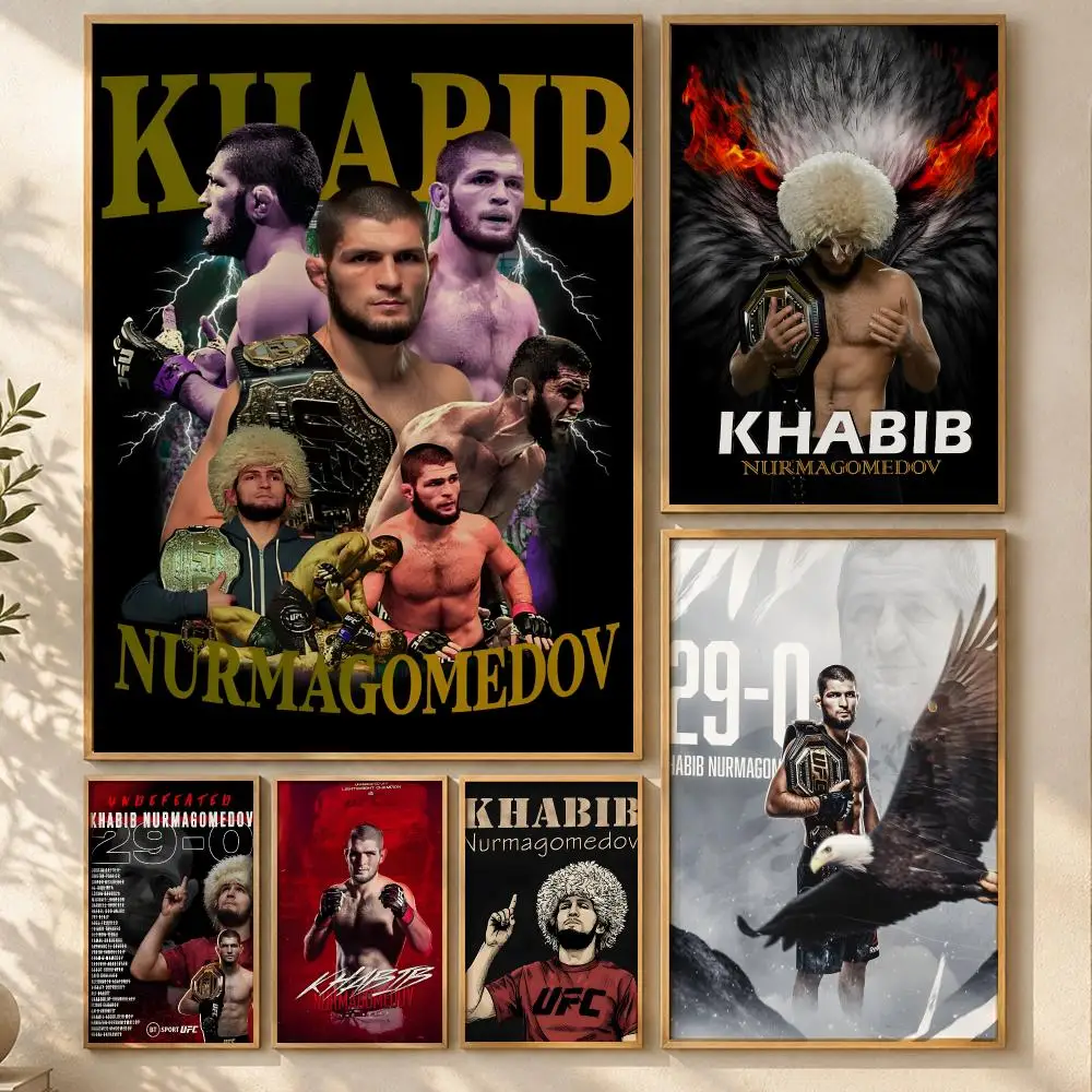 Elite Boxing K-Khabib Nurmagomedov  Poster Art  Self-Adhesive No Glue Dorm Wall  Waterproof Coffee House Art Sticker