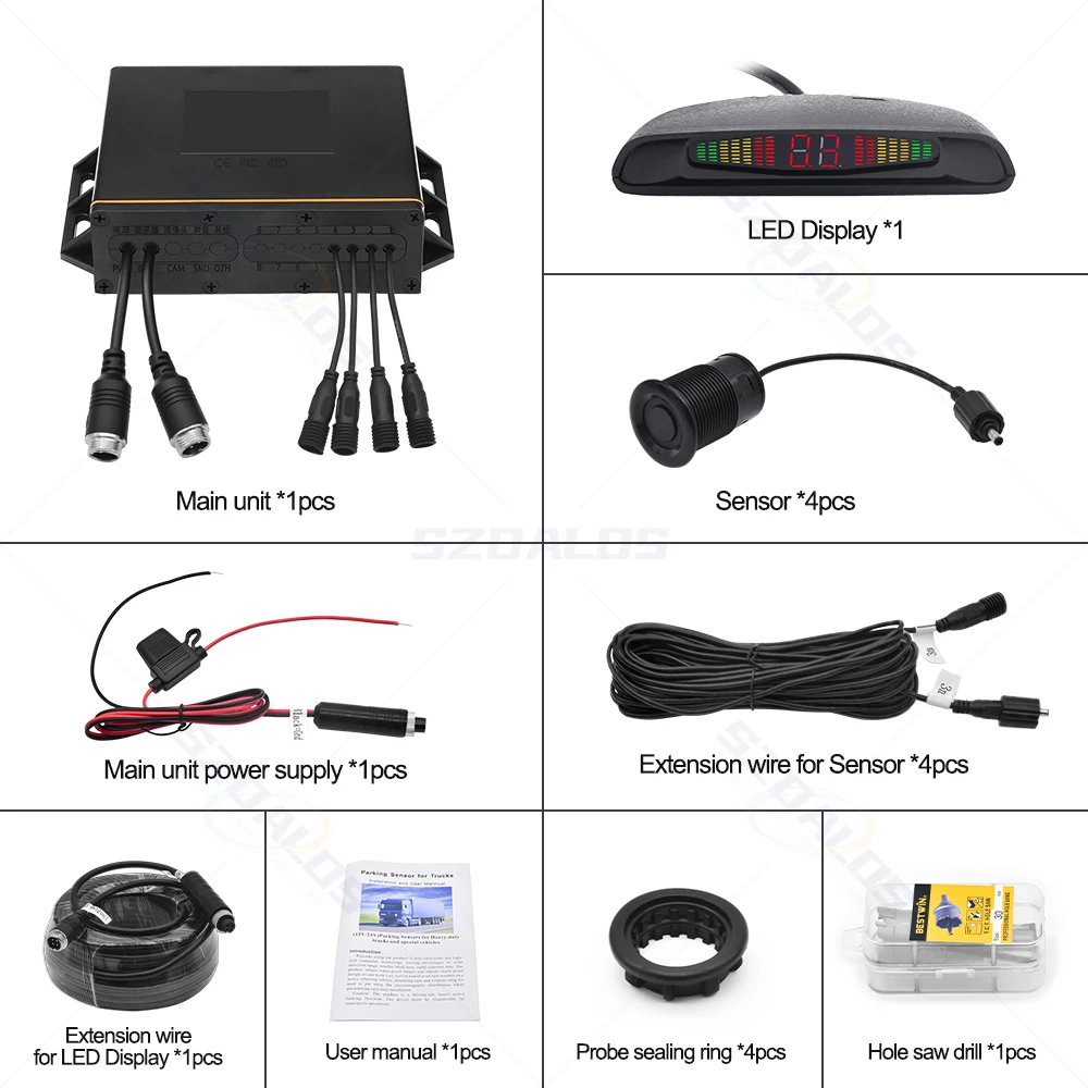 

2025 Truck Proximity Parking Sensor With LED Display Truck Reverse Sensor With 4 Sensors