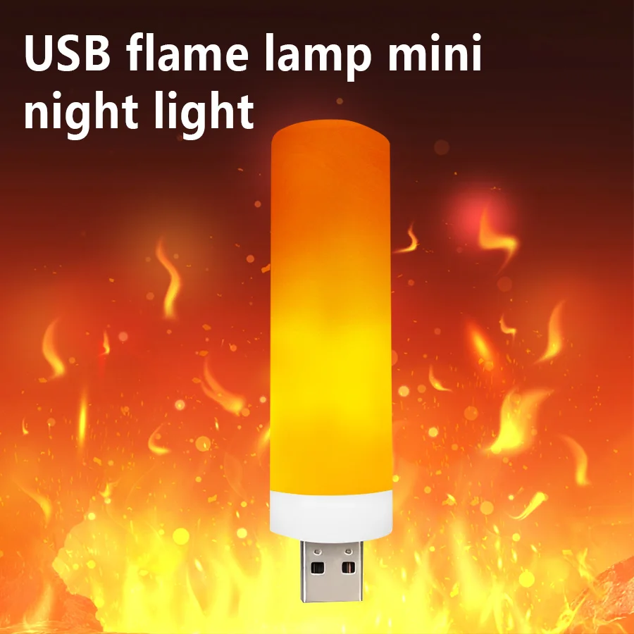 USB LED Atmosphere Light Dynamic Flame Effect Candle Lights For Power Bank Camping Lighting Cigarette Lighter Effect Light