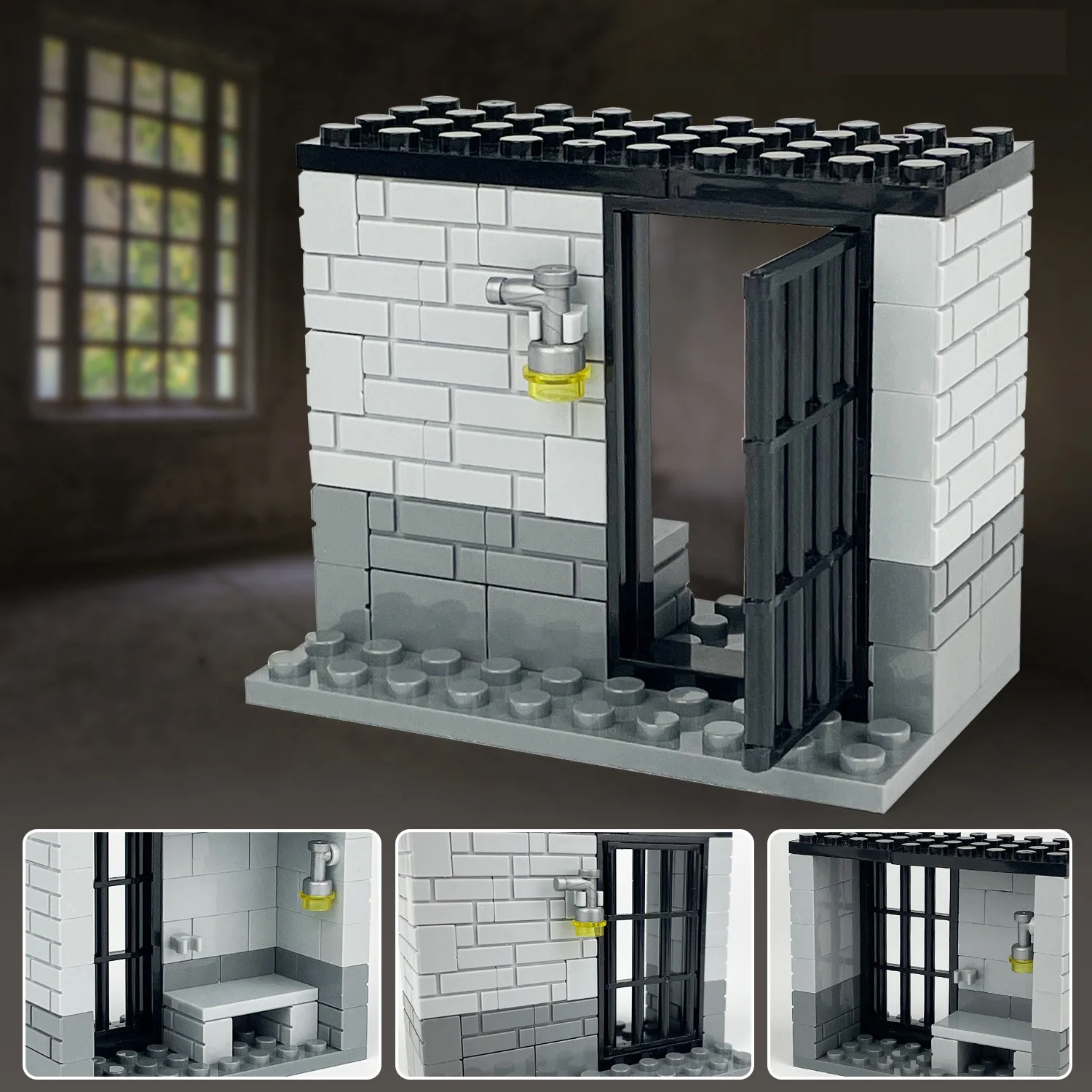 49pcs WW2 Jail Prison Cell Police Thief Building Blocks Toy Military Collection Kids Assembly Classic Brick Decoration