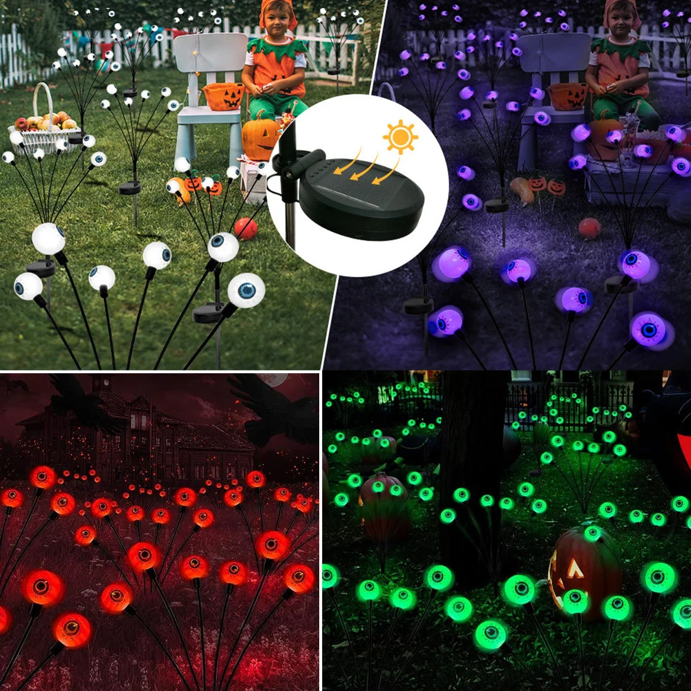 

Solar Scary Eyeball Lights LED Green Eyeball Swaying Firefly Lights Waterproof Garden Lawn Patio Party Halloween Decorations