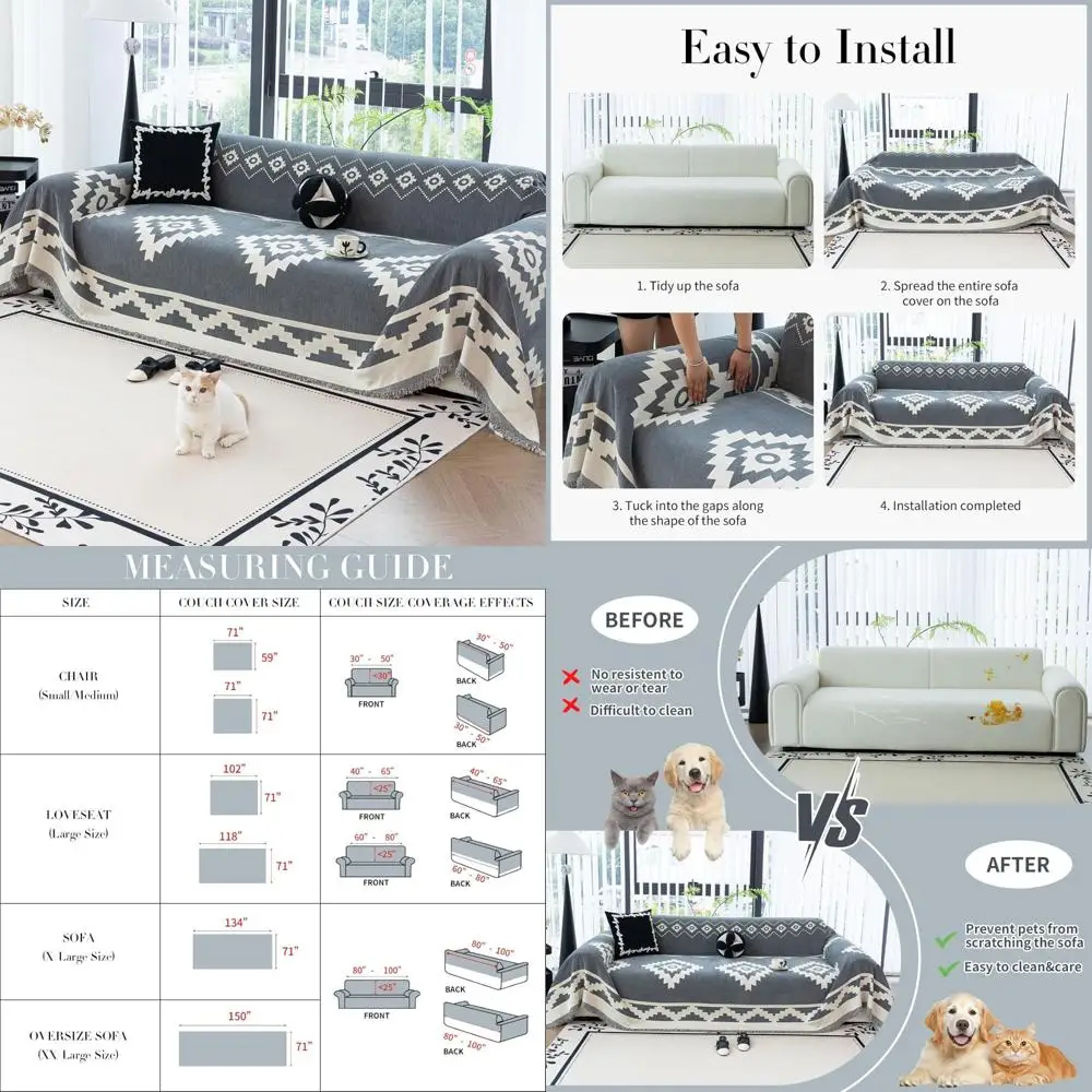 

Чехол на диван в стиле бохо, чехол на диван из синели, моющееся одеяло для собак, чехлы на диван из синели, чехлы в богемном стиле для диванов и