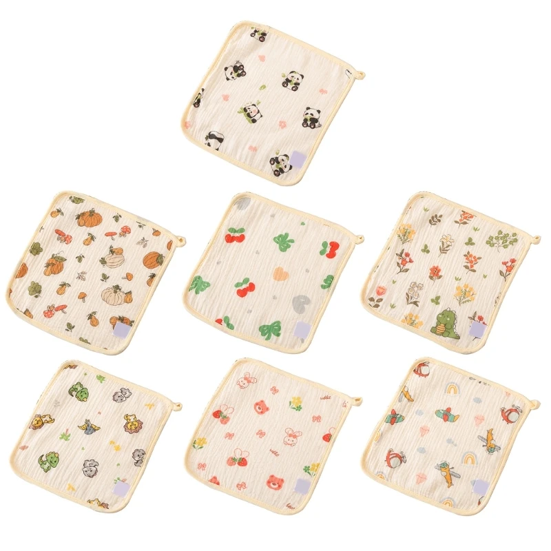 

25x25cm Baby Square Towel Infant Saliva Towel Cartoon Printed Drooling Bib Soft Breathable Hand Washcloth Burp Cloth