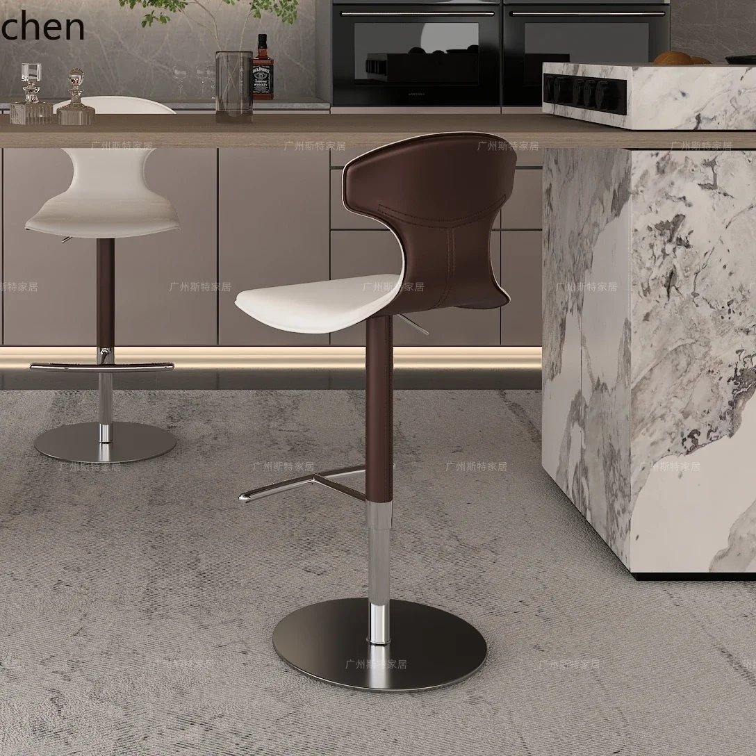ZML Bar Chair High Stool Modern Simple Light Luxury Stainless Steel Lifting Rotary Bar Island Chair