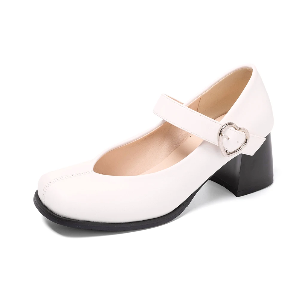 2026 New Spring Fashion Black White Women Pumps High Square Heels Office Lady Dress Shoes Plus Big Size 10 43 45 47