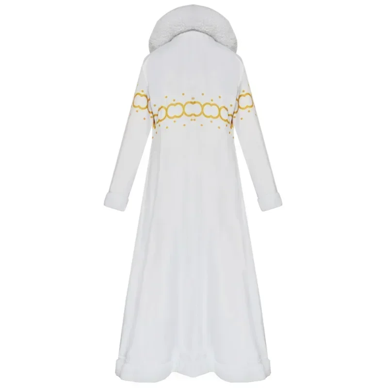 Anime-inspiriertes Nico Robin Kostüm für Damen, lila Kleid, Uniform, langer Pelzkragen, weißer Umhang, Outfit für Halloween-Rollenspiele – Detail 9