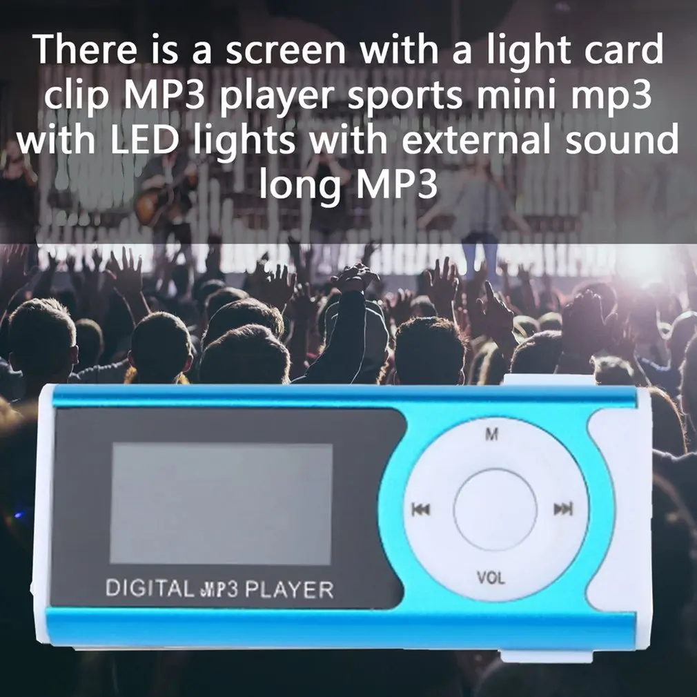 Clip Mp3 Player With Screen Card Insertion Light Digital Music Playing Clip Outside Sound Belt Lamp Flashlight Mp3 Music Players