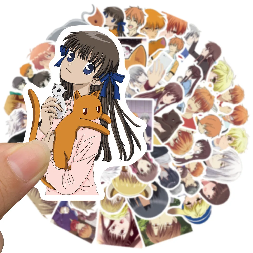 50Pcs Fruits Basket Stickers, Anime Cartoon Waterproof Vinyl Decal for Teen Kids Laptop, Travel Case, Phone, Bike, Water Bottle