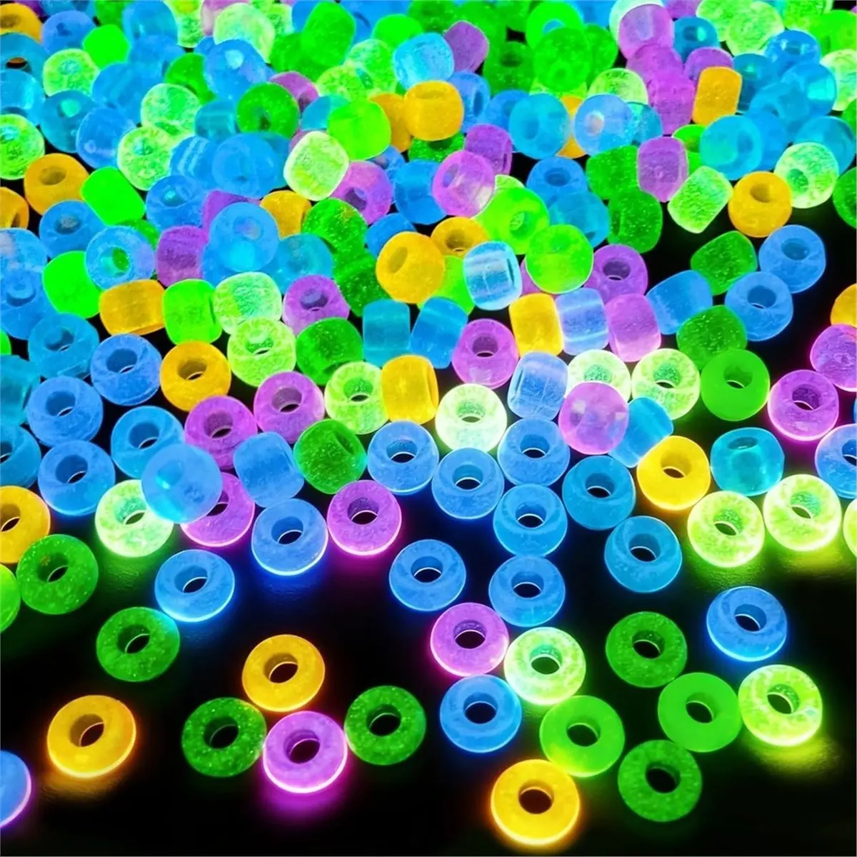 Multi-use Gear Beads Glow in the Dark 1000PCS Neon Beads, Friendship Bracelet Beads 9mm Bulk Beads DIY Mobile Phone Chain Bead