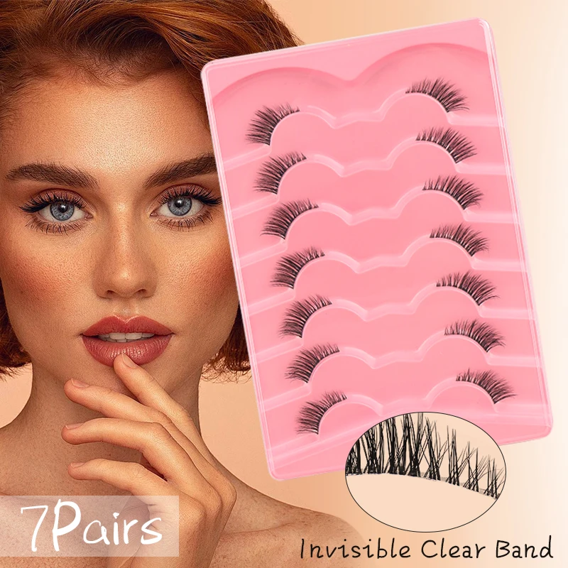 7ペアミックス長さフォックスまつげナチュラルソフトふわふわフェアリーキャットアイつけまつげロングウィスピー3Dミンクまつげエクステンションメイクアップツール