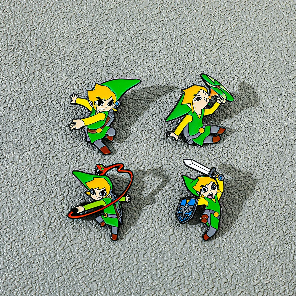 Creative Hard Enamel Brooch for Game Lovers Cartoon Elf Warrior Metal Pin Character Badge Collectible Jewelry Accessory