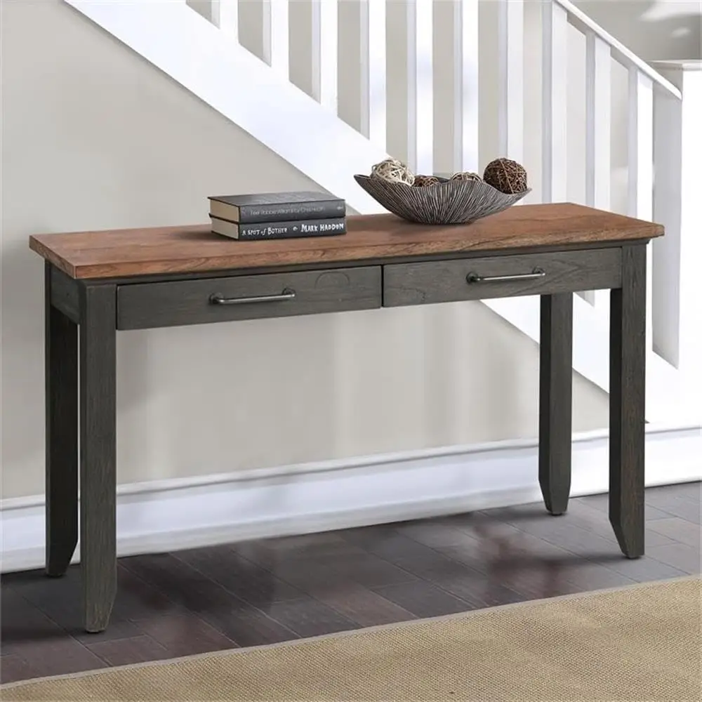 Transitional Two-Tone Brown Sofa Table