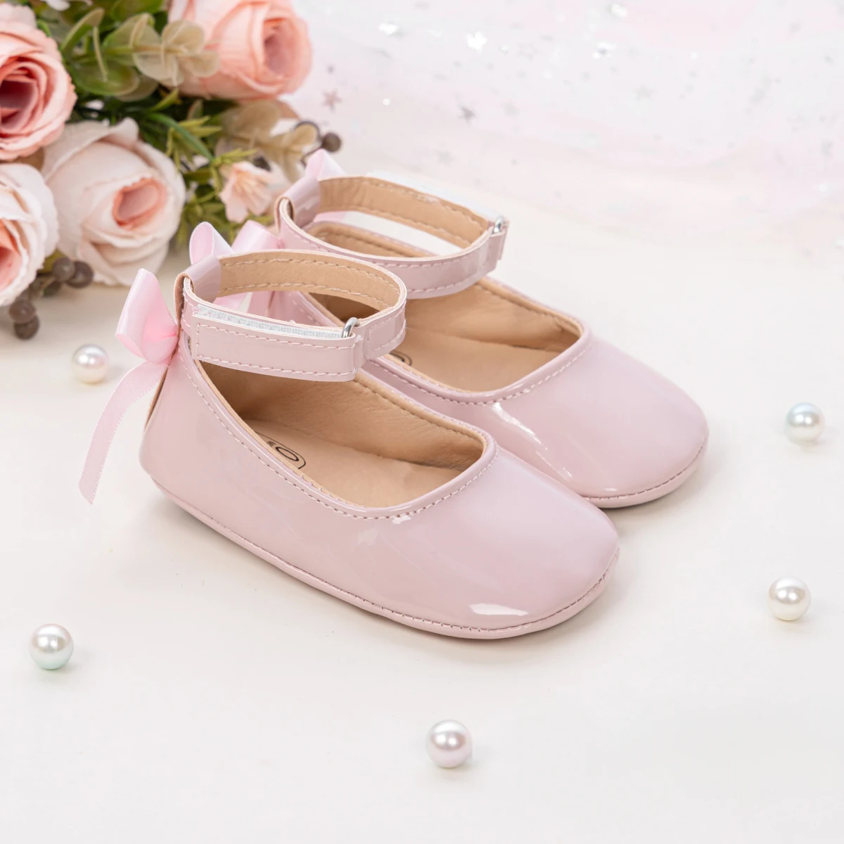 Baby Mädchen Mary Jane Ballerinas aus Lackleder mit Schleife, Prinzessinnen-Kleiderschuhe, rutschfeste weiche Sohle, für Kleinkinder, Prewalker, Party – Detail 17