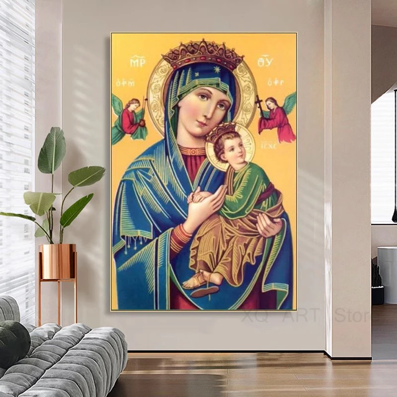 

Classic Our Lady Mother of Perpetual Help Poster Wall Art Canvas Paintings And Prints For Living Room Home Decor Frameless Gifts