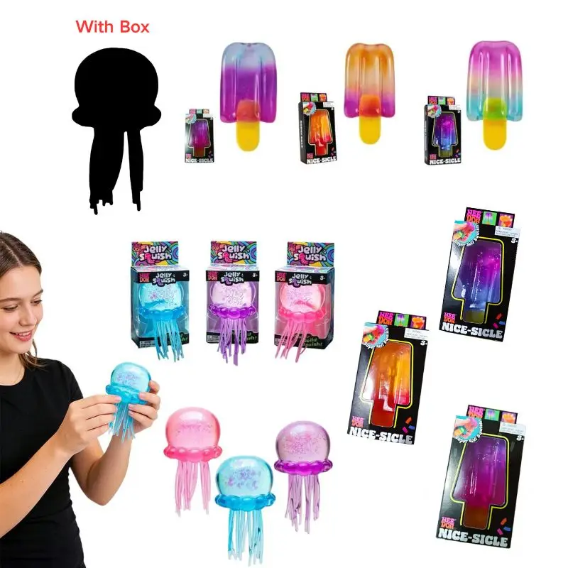 Schylling Jellyfish & Popsicle Squishy Blind Box Toy Anti Anxiety Stress Relief Sensory Fidget Toy for Kids Adults