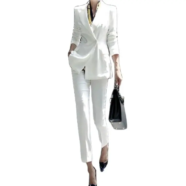 

Custom Long Autumn Bussiness Formal Elegant Women Suit Set Blazers Pants Office Suits Ladies Pants Suits Trouser Suits Handmade