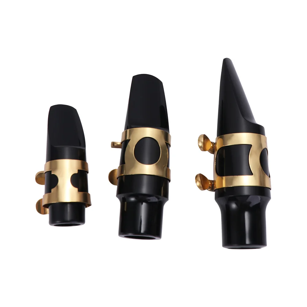 Alto/Tenor/Soprano Saxophone Mouthpiece Metal Buckle Dental Pad Sax Instrument Set Tube Head with Cap Clarinet Mouthpiece