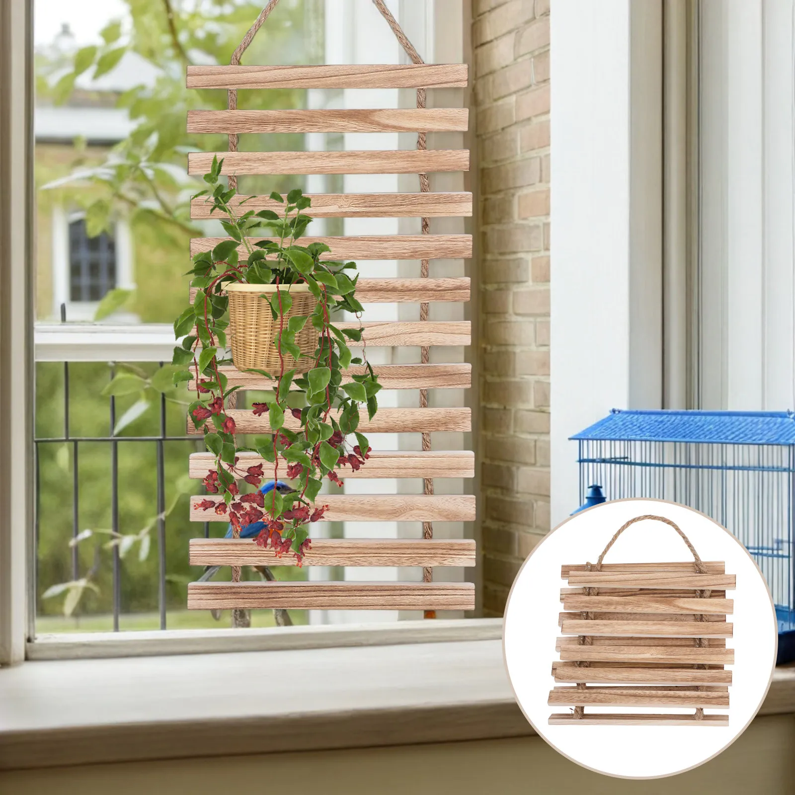 Wall Trellis Solid Wood Flower Pot Rack Wall Mounted Indoor Outdoor Hanging Planter Stand Balcony Patio Garden Decorative Plant
