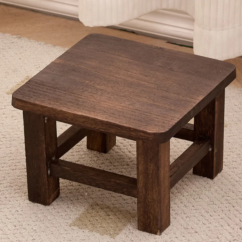 Japanese Solid Wood Stools Household Low Stools for Shoe Changing Stool Living Room Vintage Chairs Teak Square Stools image 4
