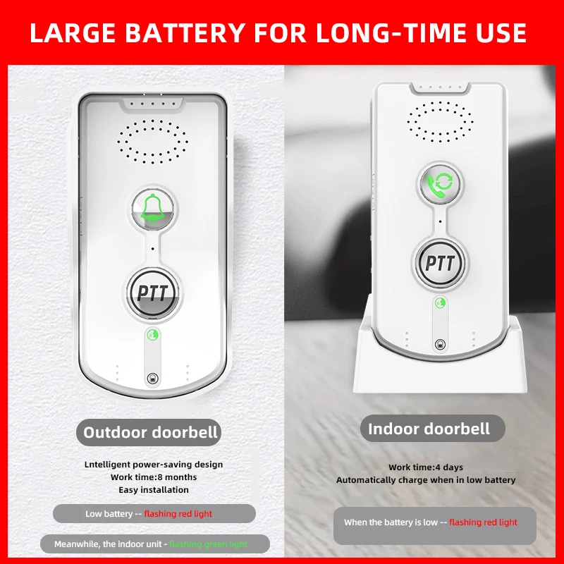 1000M Wireless Long Distance 2.4Ghz  Audio Door Phone Voice Sender&Reciever Intercom Doorbell