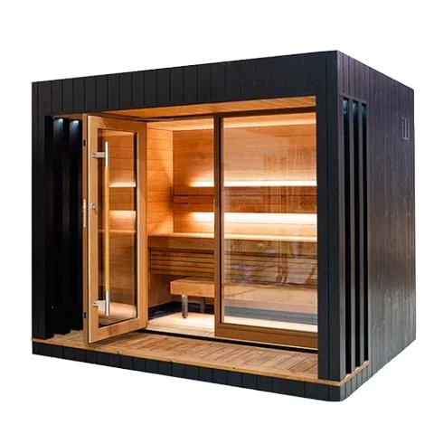1-Person Modern Solid Wood Outdoor Sauna Room with Computer Control Panel Factory-Made Steam Room for Sweating Customized